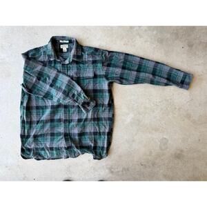 L.L. Bean Heavyweight Chamois Flannel Shirt – XL Tall (Green/Grey)